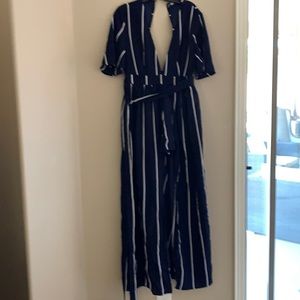 Blue and White Stripped Romper with skirt